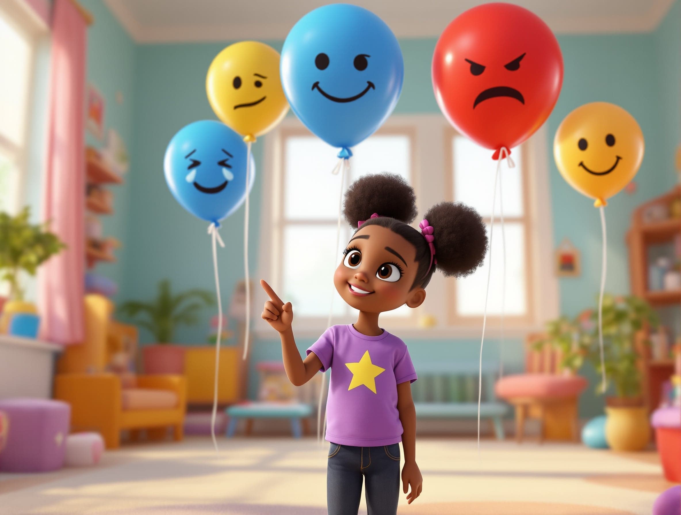 Children learning about feelings together, illustrated